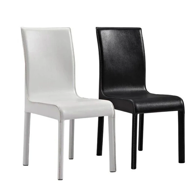 

Fashion Modern Minimalist Leather Restaurant Dining Table Office Home Black And White Stool Back Chair