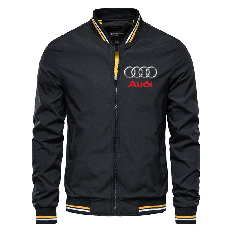 

New Autumn Men Jackets Fashion Audi Car Logo Jacket Windbreaker Leisure Business Men Zipper Jacket Coat Motorcycle Racing Jacket