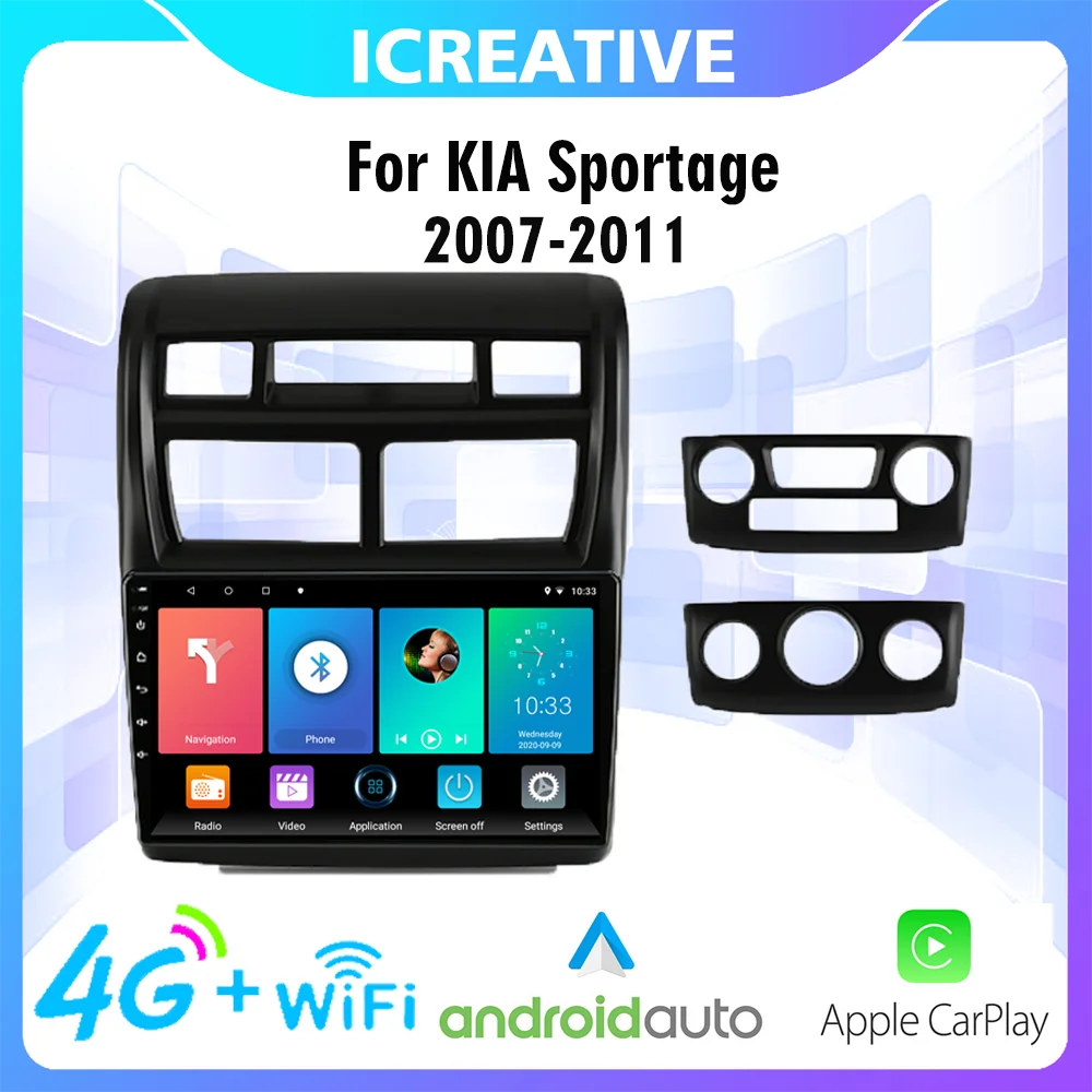 

Автомобильный мультимедийный плеер 2 Din 4G Carplay для KIA Sportage 2007-2011, 9 дюймов, Android, Wi-Fi, GPS-навигация, автомобильное радио, Авторадио