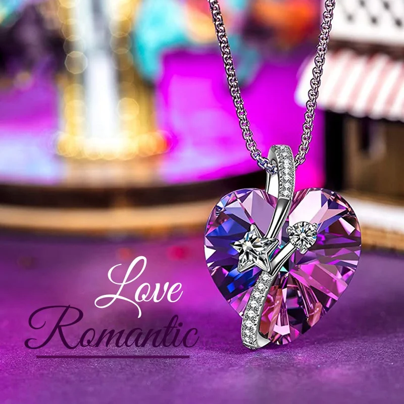 

Star Heart Necklace Exquisite Fashion Couple Crystal Pendant for Women Sweet and Romantic Gift Jewelry Accessories for Women