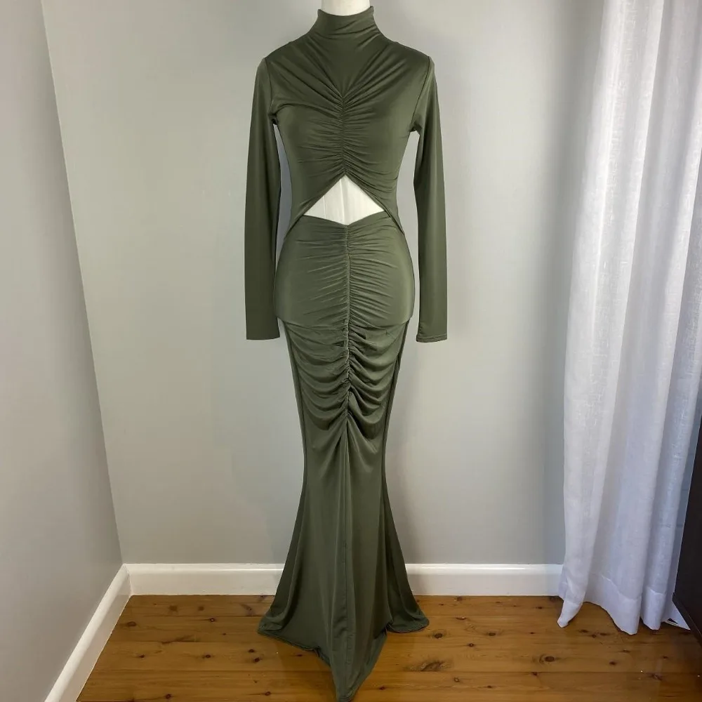 TWOTWINSTYLE однотонные ажурные утягивающие платья для женщин с высоким воротом и