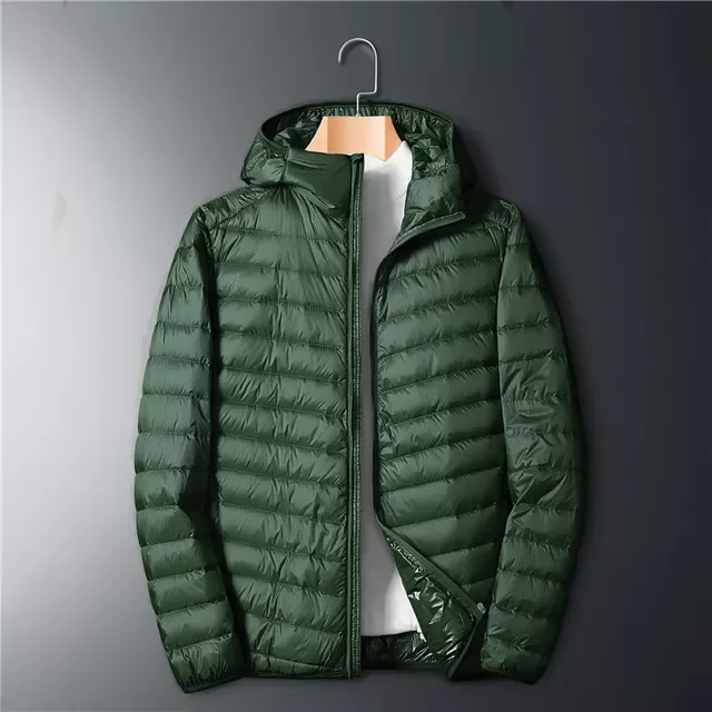2022New Men Ultralight Thin Down Jacket White Duck Down Hooded Jackets Long Sleeve Warm Coat Parka  Portable Outwear