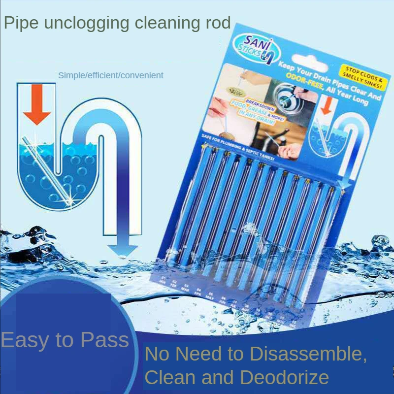 

12pcs/set of Sewer Cleaning Stick Kitchen Degreasing Bathroom Bathtub Sewer Decontamination Stick Kitchen Deodorant Dredge