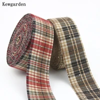kewgarden plaid layering cloth ribbon 2 1 10mm 25mm 50mm handmade carfts diy bowknot hair accessories make materials 11 yards