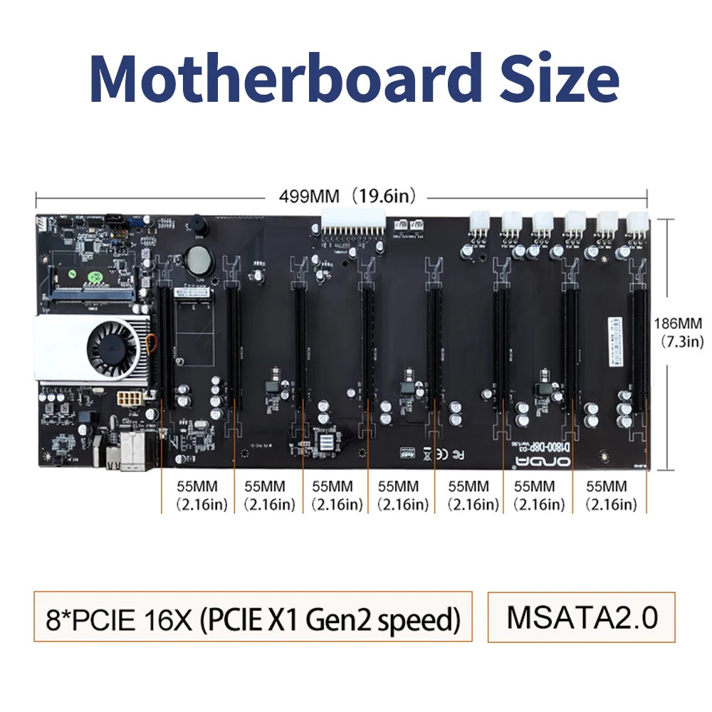 D1800-D8P-D3 материнская плата на борту J1800 CPU 8 PCI-E 16X Слоты гигабитная Сеть USB2.0 + HD порты