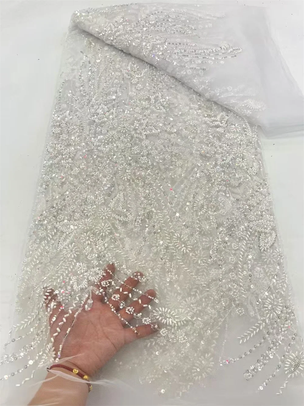 Роскошная африканская кружевная ткань с вышивкой бисером 2024 высококачественная