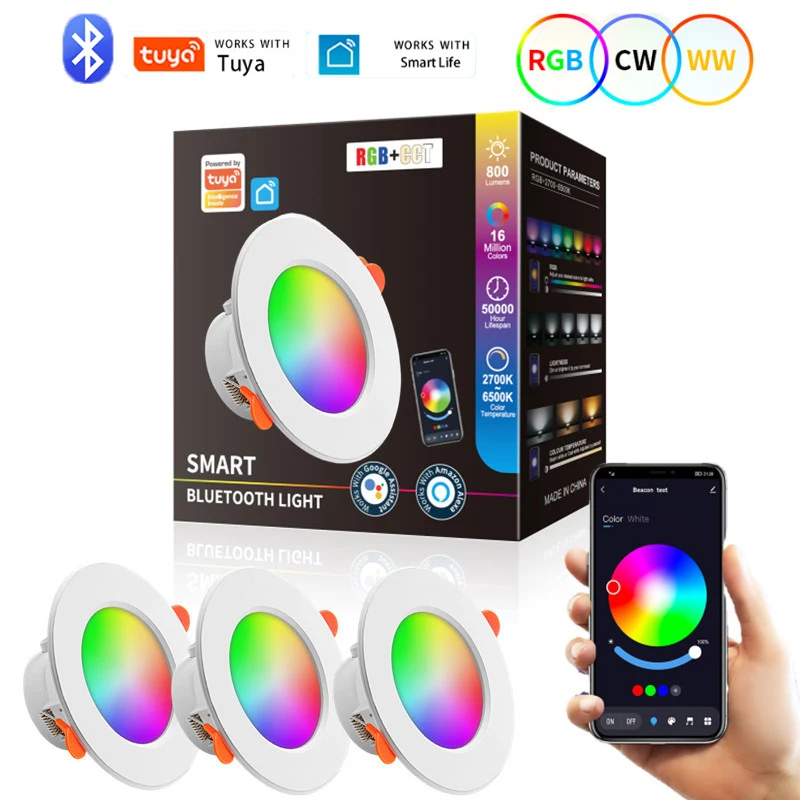 

Tuya LED Downlight Bluetooth LED Smart Ceiling Light Motion Sensor 15W 220V 110V Dimmable RGB Lamp APP Remote Control Smart Life