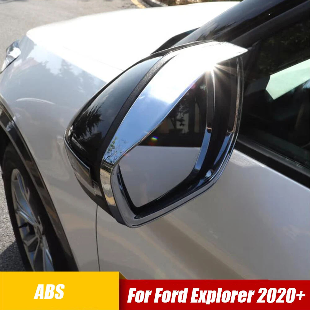 

For Ford Explorer 2020 2021 2022 ABS carbon/chrome Car rearview mirror block rain eyebrow Panel Cover Trim Car Accessories