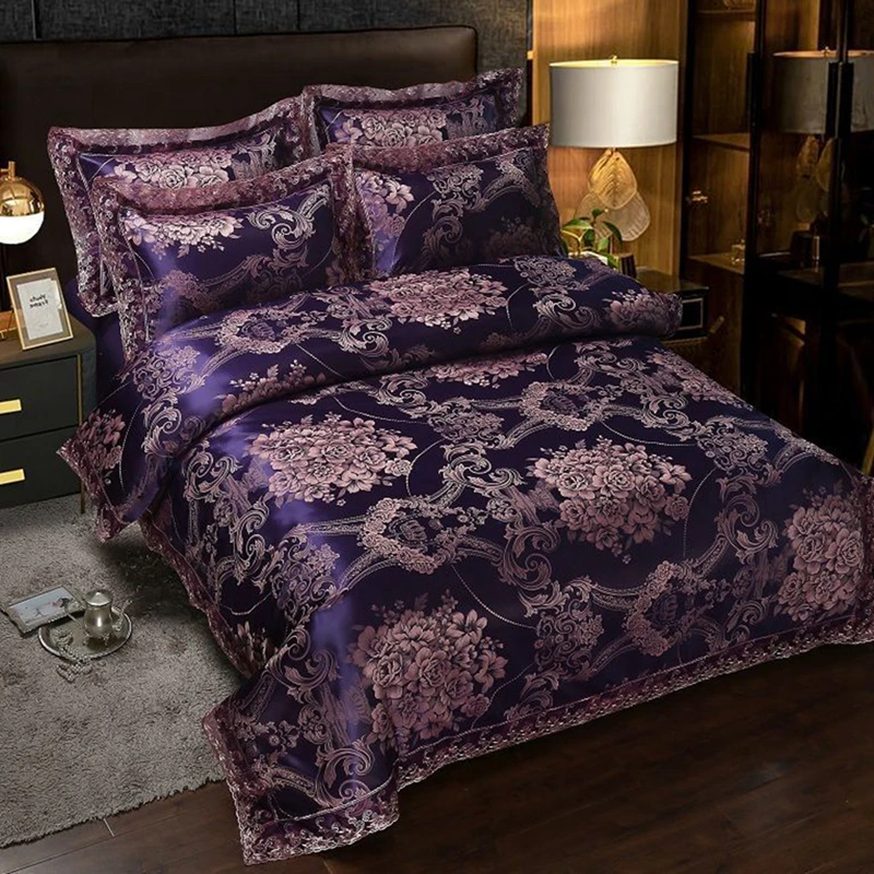 

Duvet Cover Queen Size European Luxurious Lace Bedclothes Comforter Cover King Edredom Smooth Quilt Cover (Pillowcase need order