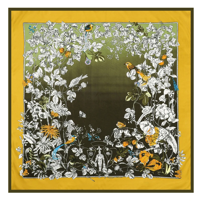 130*130 см женский шарф Шелковый на ощупь шейный квадратный цветочный бренд bandanna Глушитель Платок кольца обертка