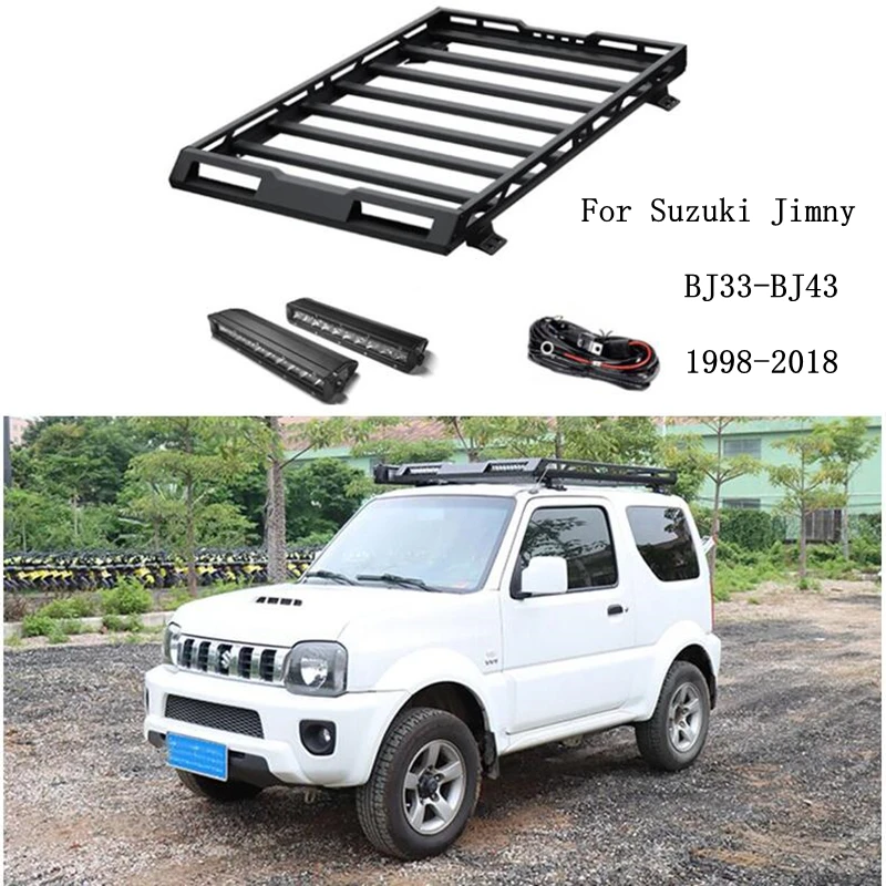 

For Suzuki Jimny JB33 JB43 1998-2018 Top Roof Rack Rail Luggage Cross Bar Rail Boxes Basket High Quality Aluminum Alloy With LED