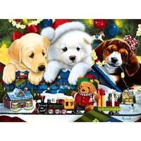 3d dog for christmas wooden jigsaw puzzles for adults kids diy animal shaped puzzle interactive games toys dropshipping