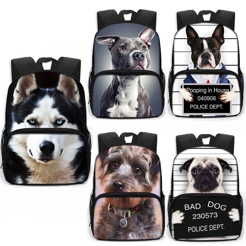 13 Inch Cute French Bulldog School Bag Bad Guilty Dog Kids Kindergarten Bags Boys Girls Backpack for Teenager Schoolbag Bookbag