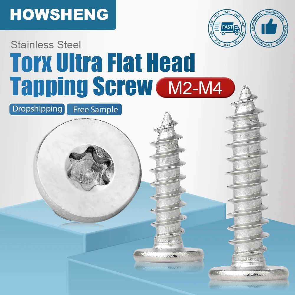 

M2 M2.3 M2.6 M3 M4 CA Шестилопастной Torx Ультратонкий сверхнизкий плоский вафельный головка Саморезы по дереву Нержавеющая сталь