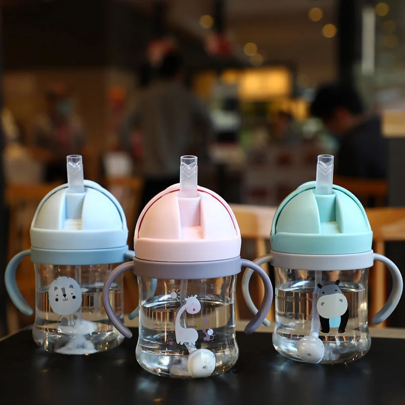 

250ml Baby Bottles Drinking Cup Feeding Bottle With Straw Gravity Ball Wide-Caliber Kids Drinking Milk Water Dual-Use Bottle