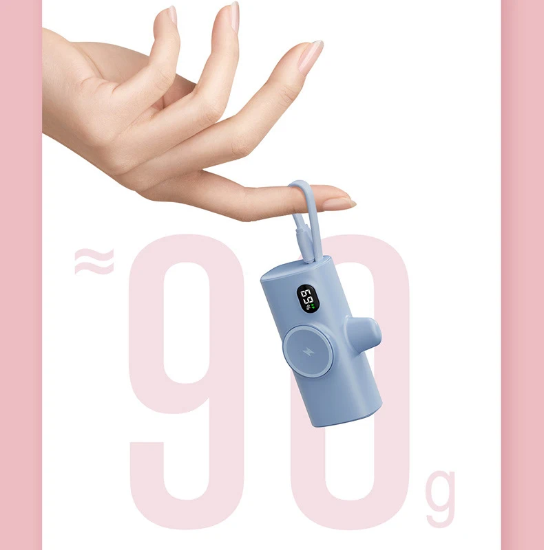 Фото Мини-портативное беспроводное зарядное устройство (Power Bank) 5000 мАч для Apple Watch, iPhone 16, 15, внешний аккумулятор для Samsung, Huawei, Xiaomi №5