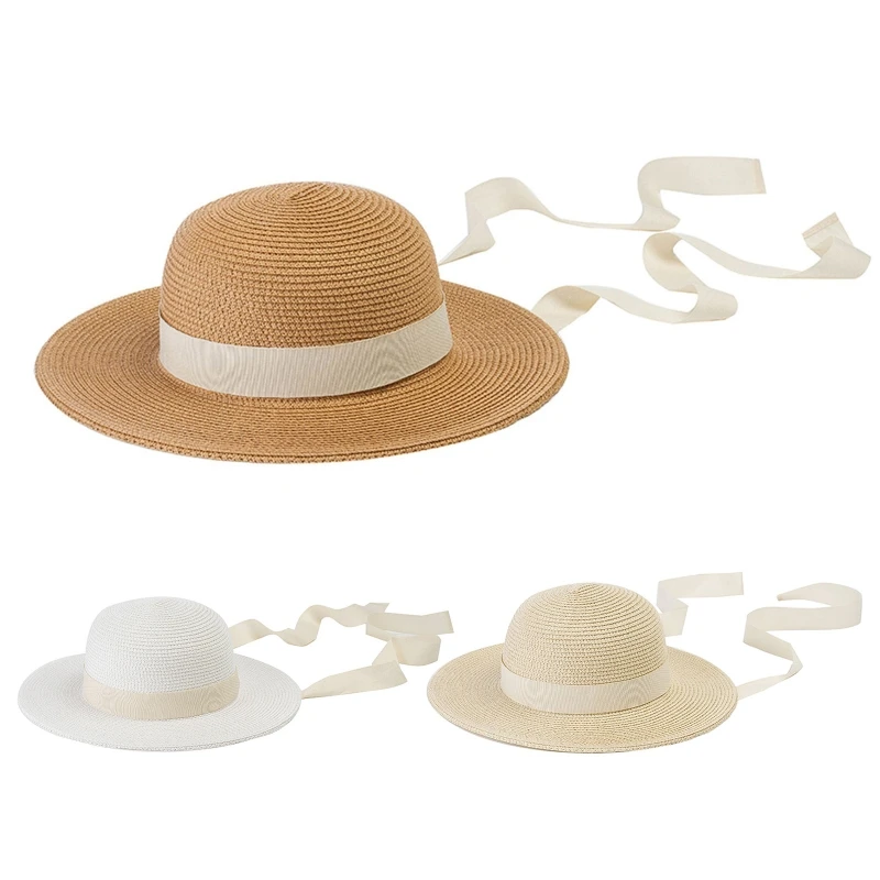 

Children Kids Summer Beach Straw Hat Jazz Panama Breathable Hat Large Brim Drop Shipping