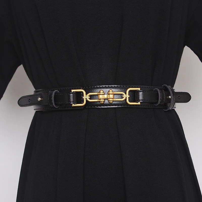 2020 Brand Design Jeans Cow Leather Waist Belt Female Dress Shirt Waistband Real Leather Waist Strap Cowskin Hook Buckle Belt
