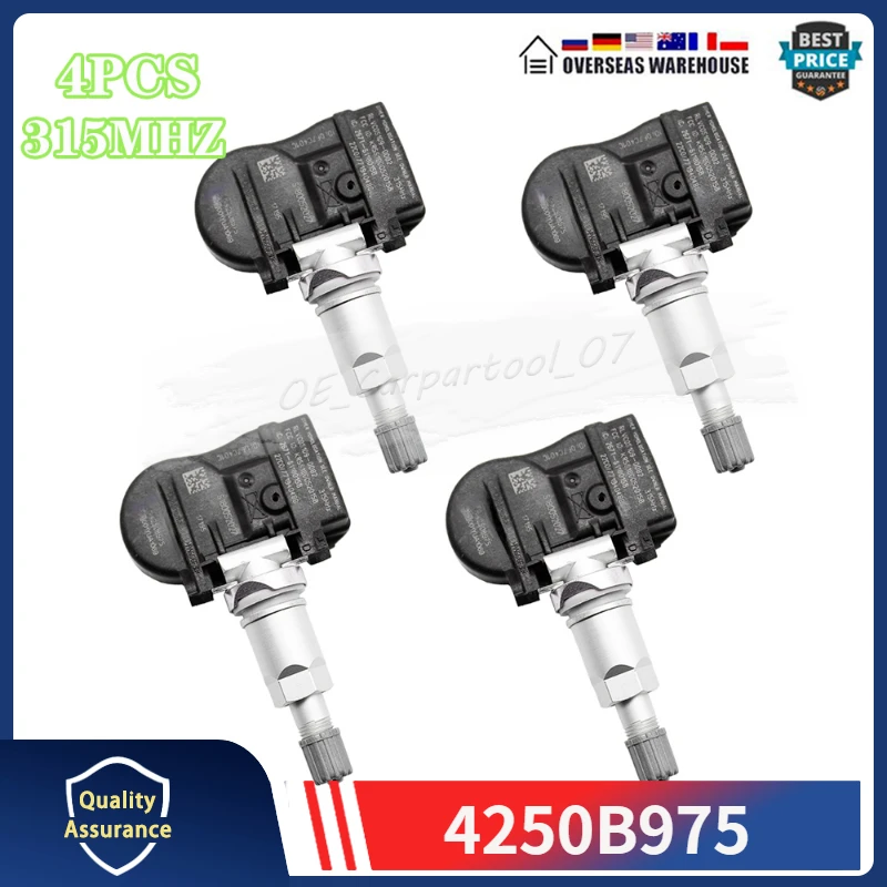 4 шт./партия, автомобильные датчики давления в шинах 4250B975 4250B668 для 2013-2017 Mitsubishi I-Miev Mirage Outlander Sport TPMS 315 МГц