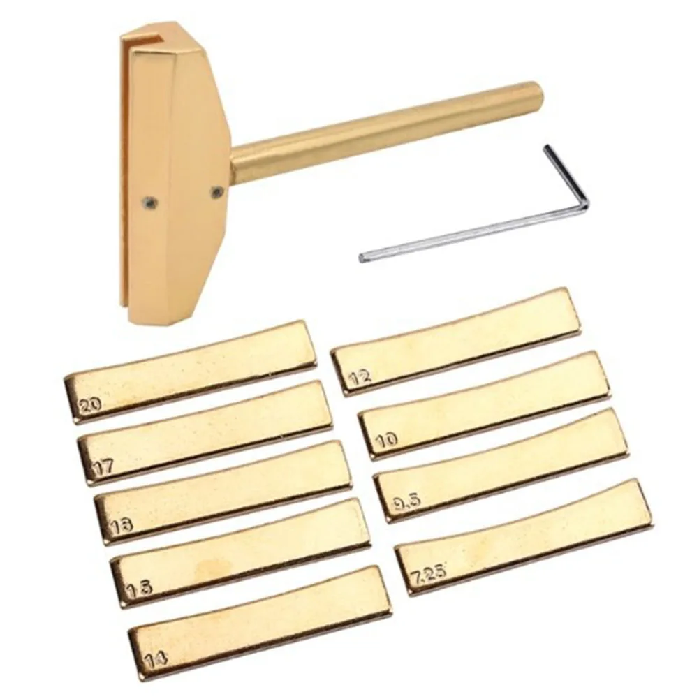 

Brass Fingerboard Pressing Tool, Silver/Gold Clamp, 9 Radius Inserts, Perfect for Guitar Maintenance and Repair