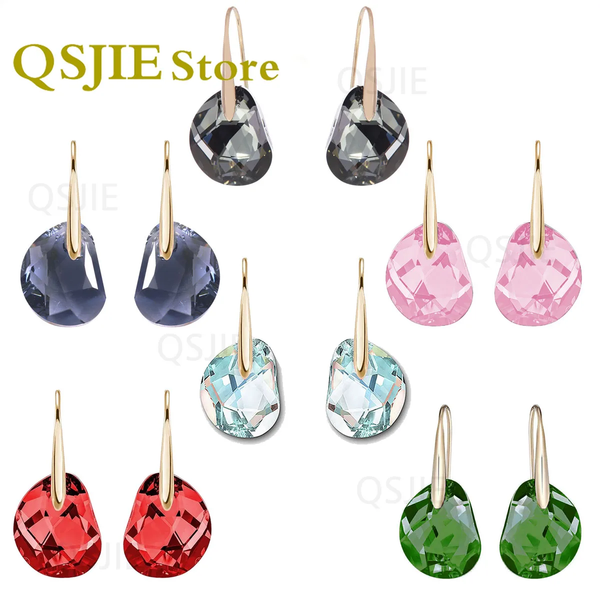 

Fashion Jewelry High Quality Swa Original 1:1 Pea Water Droplets Crystal With Perforated Earrings and Charming Female Earrings