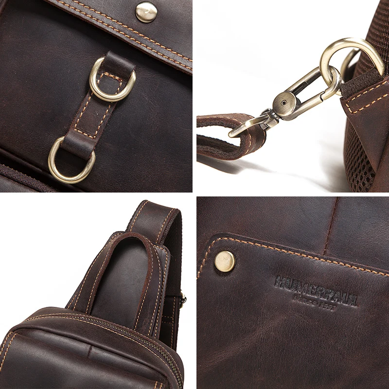 New Style Genuine Leather Men Chest Bag Fashion Multifunction Shoulder Crossbody Bag High Quality Travel Sling Bag Pack For Male