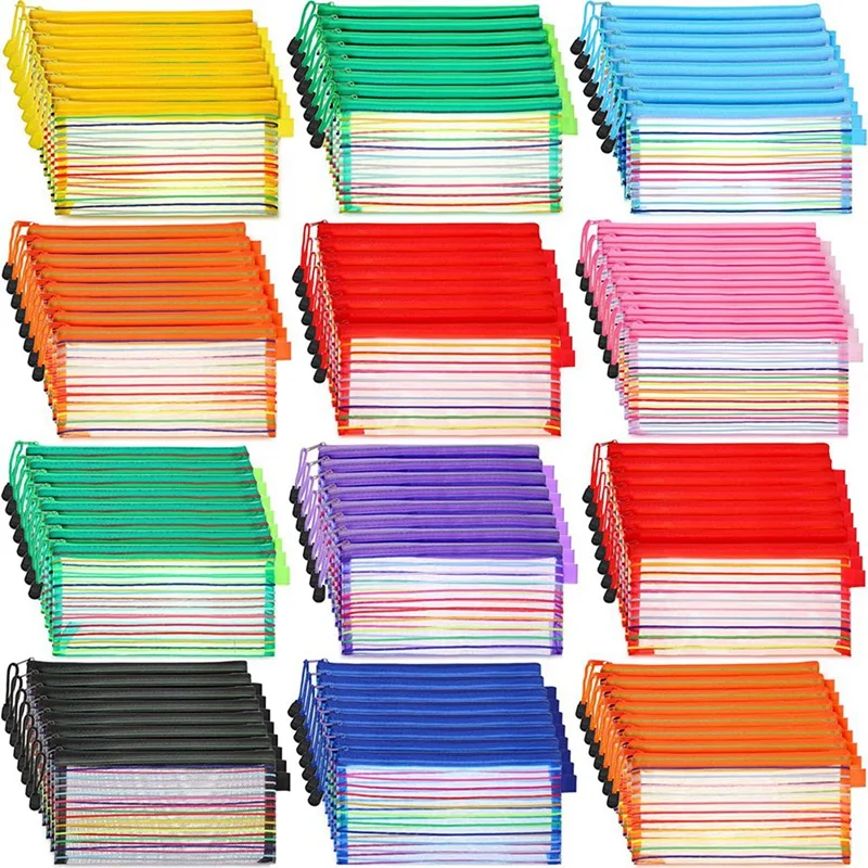 

120 Pack Zipper Mesh Pouch Multicolor Pencil Pouch Mesh Bags Travel Small Mesh Bag For Office School Travel Accessory