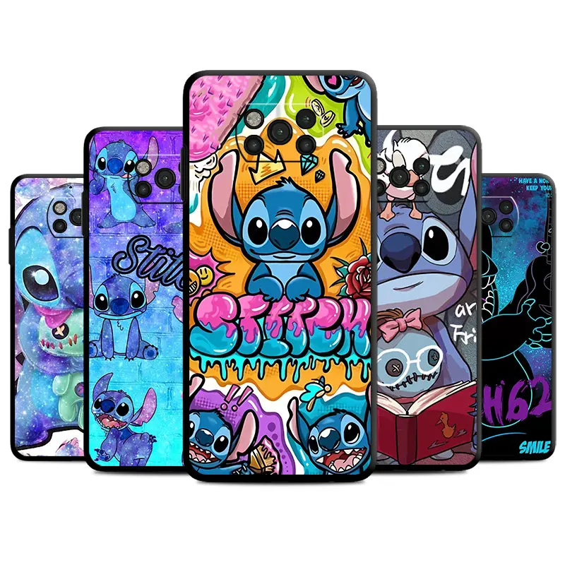 

Phone Fundas for Mi Poco X3 NFC X4 M3 M4 Pro 5G C40 F3 F4 GT F1 for Mi 11T 11 Lite Blakc Case Cover Disney Cute and Cool Stitch