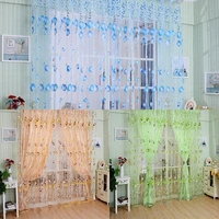 romantic floral tulle voile room divider door window curtain drape panel sheer