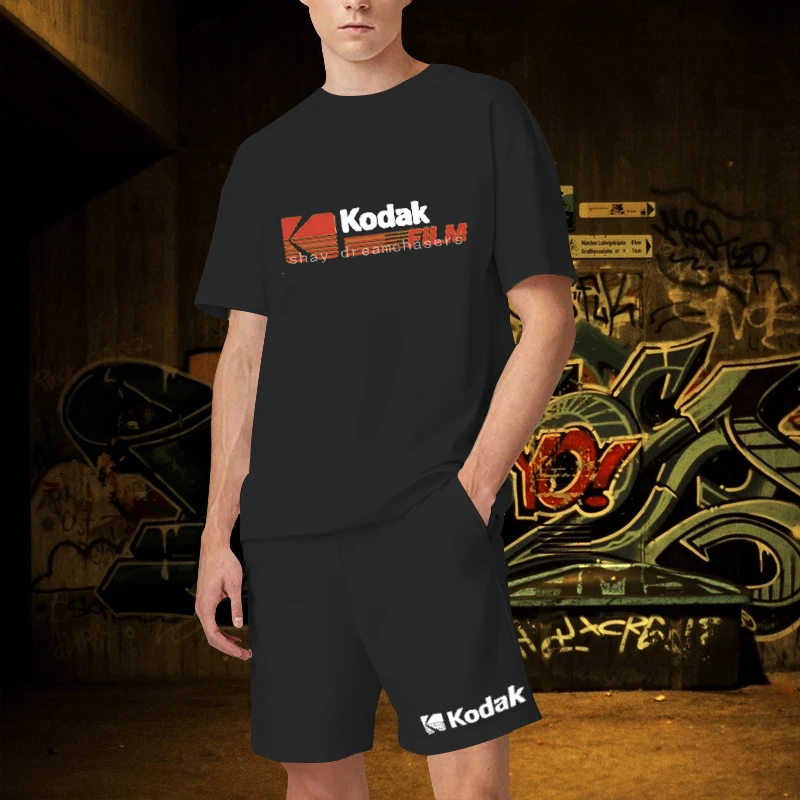 Kodak Korea Men Sets T Shirt Shorts Oversized Fashion Luxury Women Men 2 Piece Set Short Suit High Quality Summer Outfits 2023