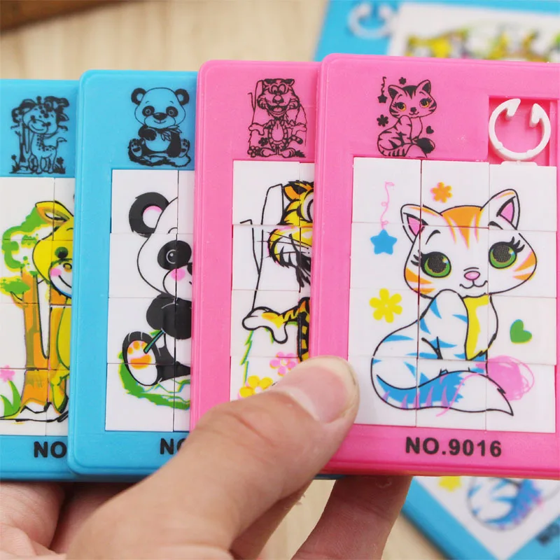 

Kids Plaid Classic Slide Puzzle Logic Game Digital and Cartoon Pattern Plastic Jigsaw Puzzles Children Educational Toys