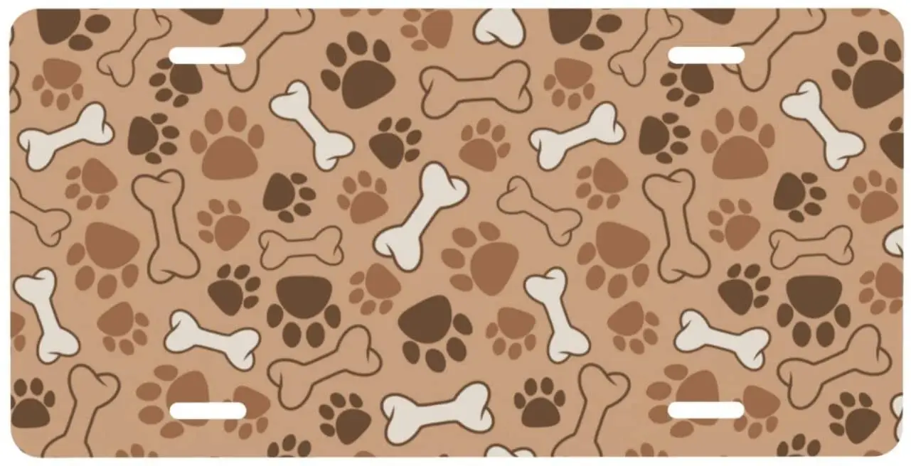 

Car Front License Plate Paw Pattern License Plate Decorative Vanity Tag Metal Car Plate Novelty Aluminum Home Decoration