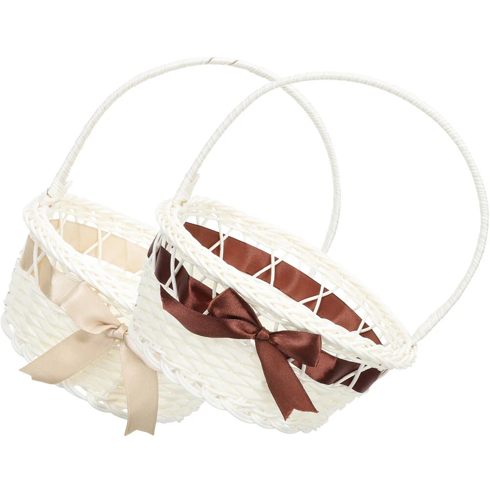 

2 Pcs Packing Basket Bridal Shower Favor Wedding Decorations Ceremony Rustic Flower Storage Basket For Fruit Gifts Small Home