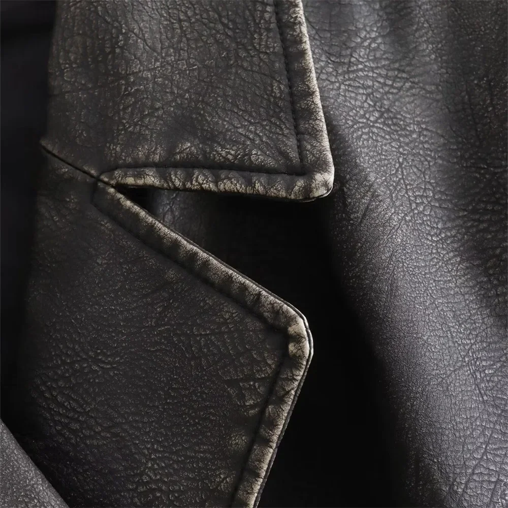 Лидер продаж 2024 новый женский модный ретро-жилет из потертой кожи Короткий