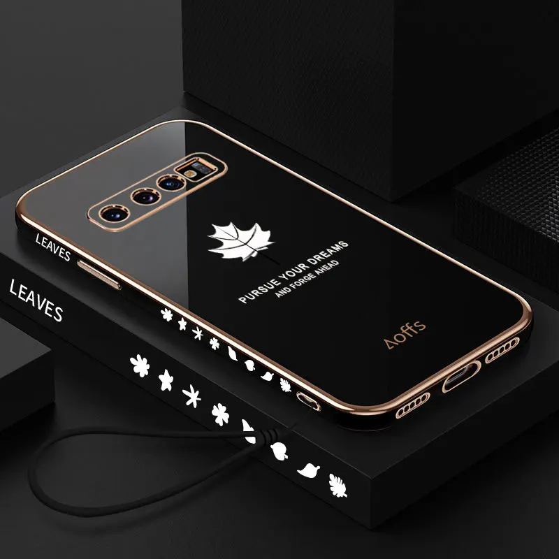 

For Samsung S10 Plus Case Shockproof Soft TPU maple leaves Cover For Samsung Galaxy S10 Phone Cases S10 + s10Plus plating Fundas