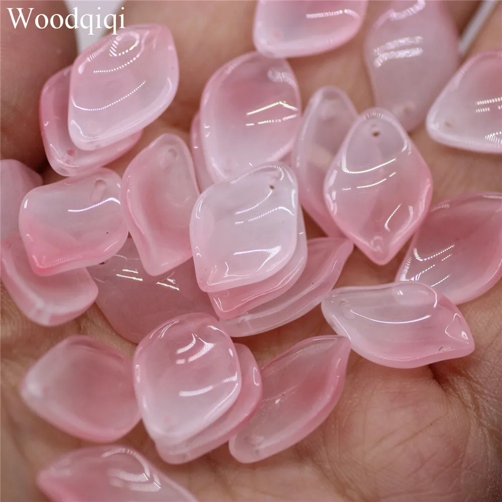20pcs 13x18mm Glass Lampwork Petals Leaf Vertical Hole Epiphyllum Diy Ancient Style Hairpin Headwear Material