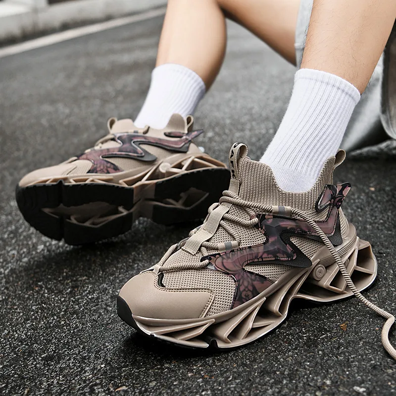 Мужские модные цветные кроссовки в китайском стиле со шнуровкой и лезвиями