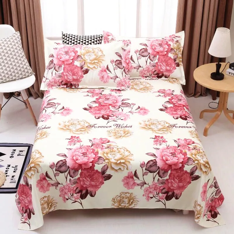 

2021 new bed sheet flower color large size household personality style 100% pure cotton double bed single soft