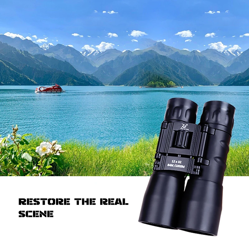 

TOPOPTICAL 12x32 Binoculars Compact Hunting Powerful Professional Telescope for Outdoor Birding Watching Trip Camping Portable