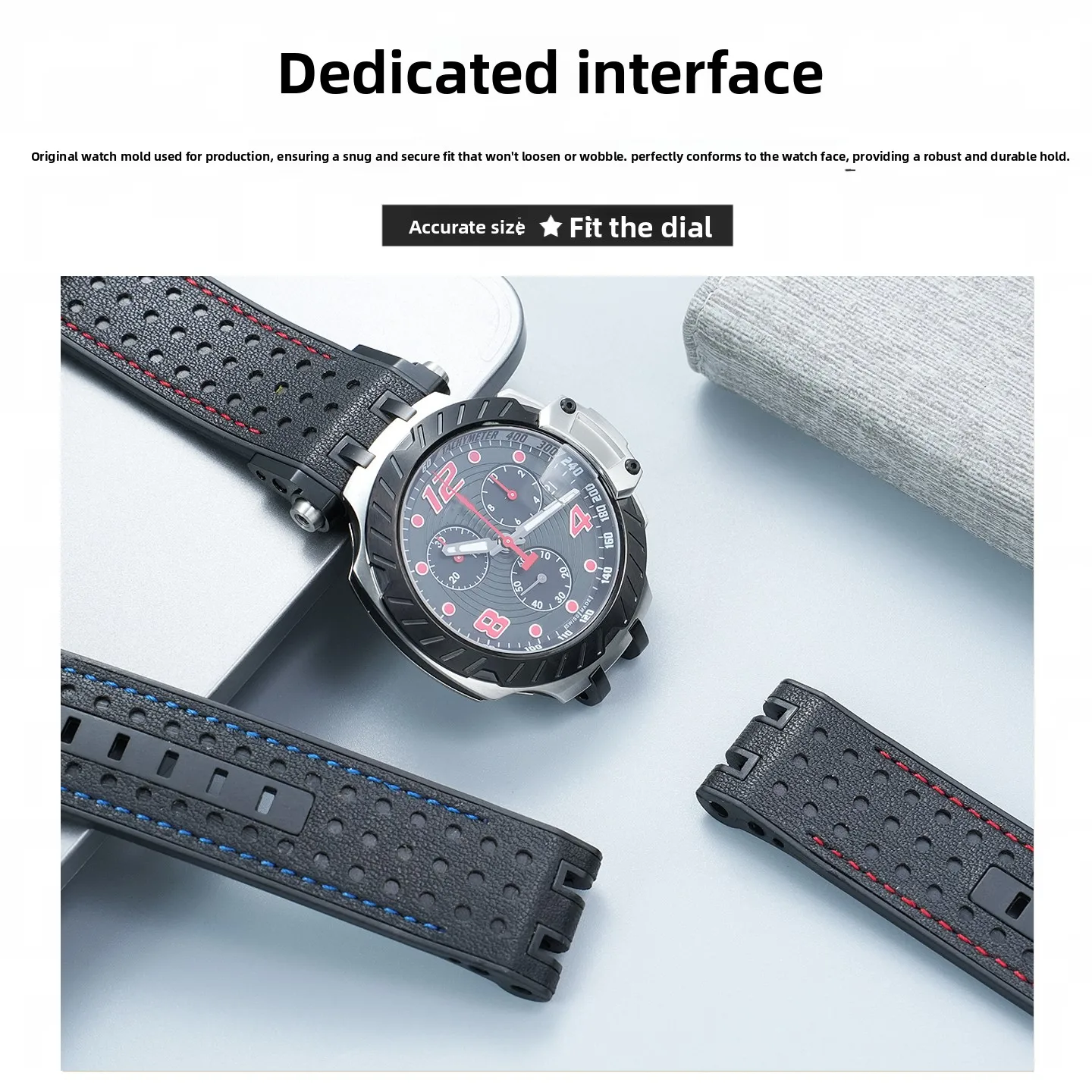 Фото Ремешок из натуральной кожи T115417, 22 мм, для часов Tissot T-sport Racing T115.417 Moto GP, с резиновой подкладкой, аксессуары для ремешков для часов. №4