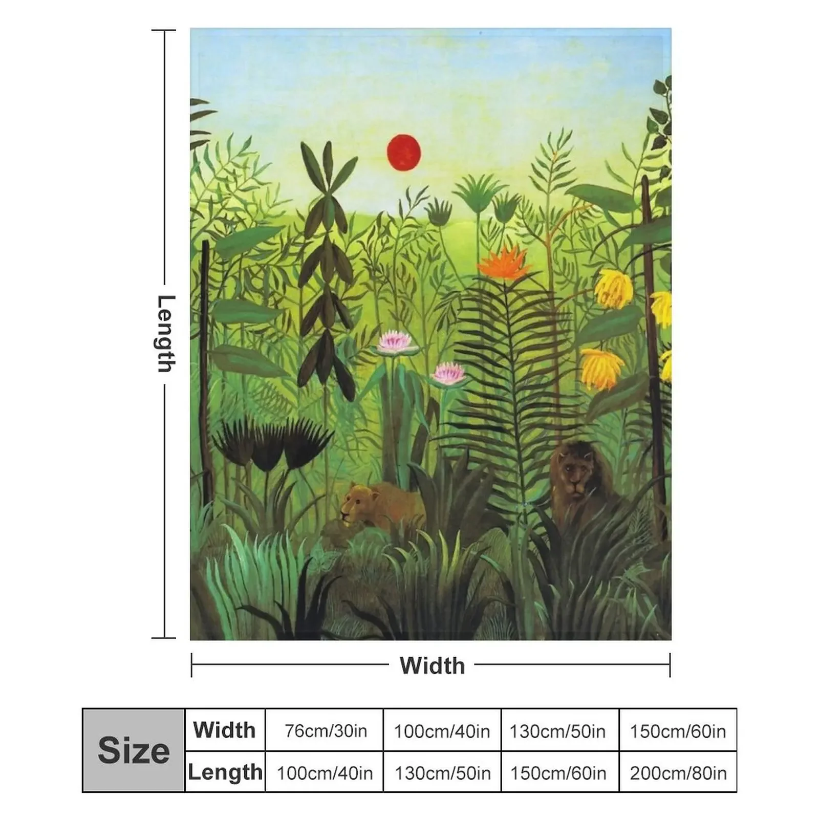 Экзотический пейзаж Henri Rousseau с львом и львицей в Африке 1903-1910 Пледы Многоцелевые