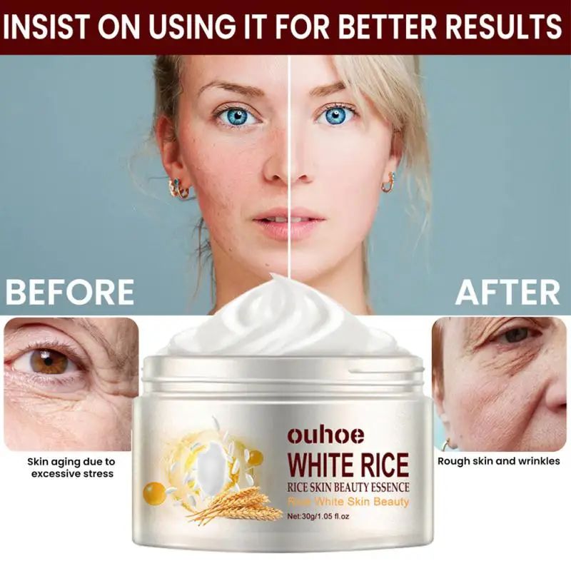 

30g White Rice Anti Aging Remove Wrinkles Nourishing Moisturizing Facial Cream Firming Pores And Removing Acne Whitening Cream