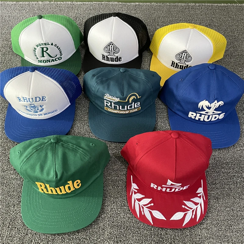 

Summer Red Embroidery Logo Rhude Baseball Cap Men Women Top Version Rhude Hat Adjustable Outdoor Sunscreen with Tags
