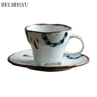 relmhsyu 150ml japanese style ceramic household soup swallow cups hand painted milk cup and saucer water mug drinkware