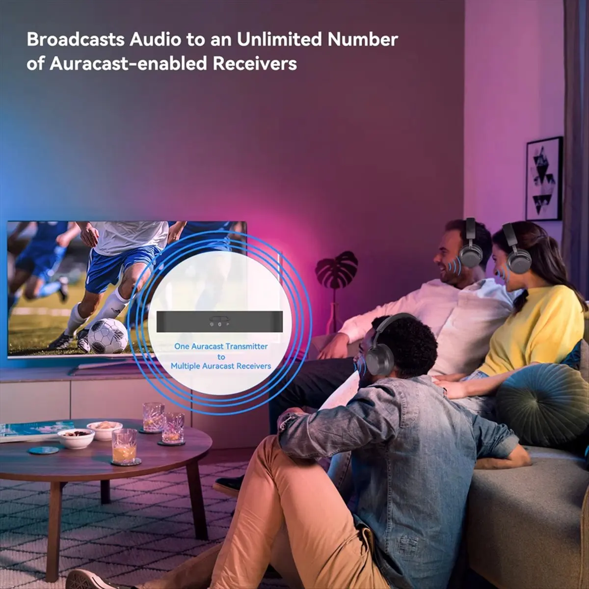 Фото (A75T) Аудиопередатчик Aptx Lossless Bluetooth 5.4 для телевизора и PS5, адаптер 96K/24bit с зашифрованным аудиоформатом Auracast LC3 №5