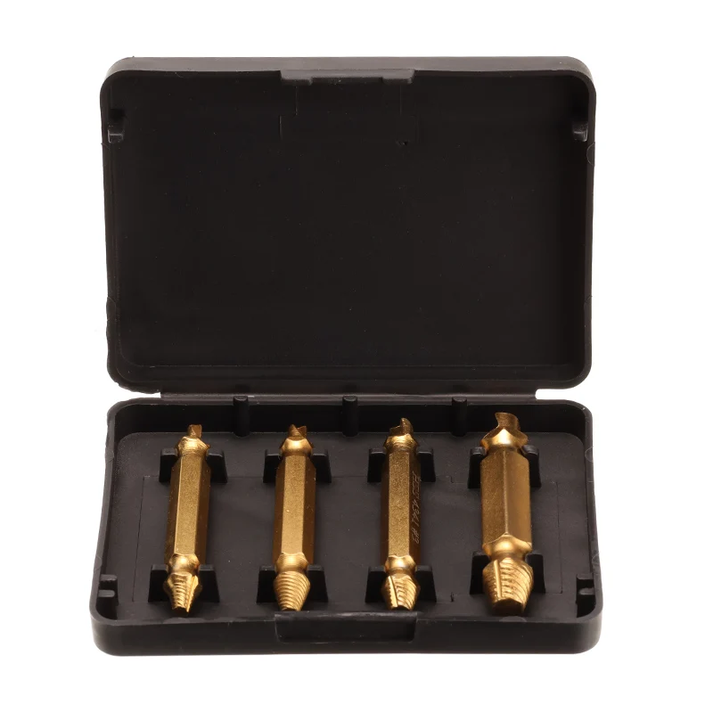 

4/5/6 PCS Double Head Screw Extractor Golden Silver High Speed Broken Screw Reverse Tooth Extraction Tool Broken Wire Extractor