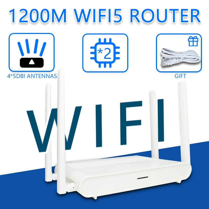 OPTFOCUS WIFI5 1200Mbps router Wifi Gigabit 4 WAN LAN AC1200 Roteador 2.4g 5.8g Dual Band Wirelss Router For Home Internet