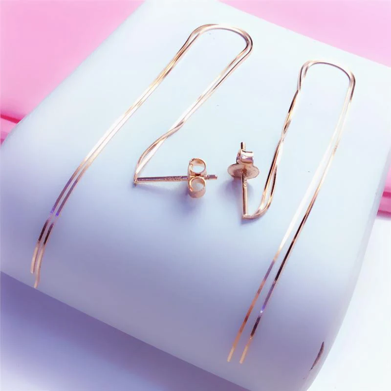 Женские длинные серьги с кисточками, розовое золото 585 пробы, 14 к