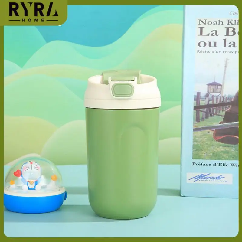 

Portable Outdoor Coffee Cup Student Portable With Straw Drinking Bottle European Outdoor Sports Thermal Mug Stainless Steel