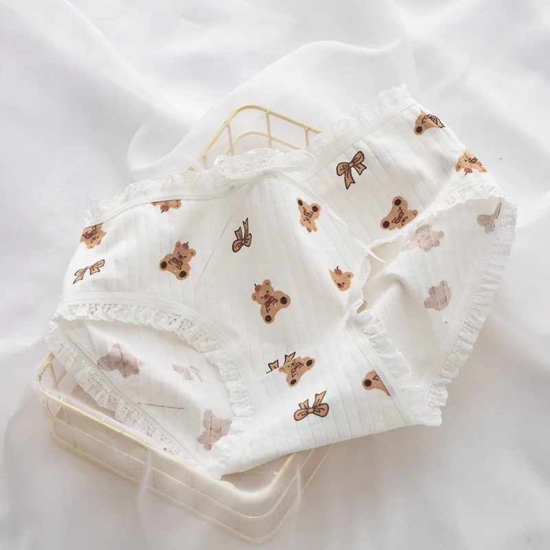 M-XL Cotton Panties Women's Cartoon Underwear Sexy Lace Girl Cute Soft Briefs Female Underpants Ladies Lingerie |
